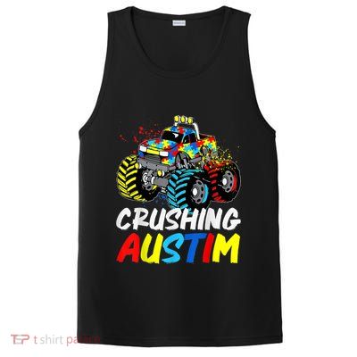 Monster Truck Crushing Austim Shirt Autism Awareness PosiCharge Competitor Tank