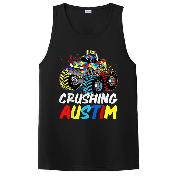 Monster Truck Crushing Austim Shirt Autism Awareness PosiCharge Competitor Tank