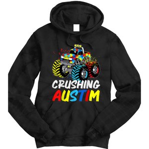 Monster Truck Crushing Austim Shirt Autism Awareness Tie Dye Hoodie