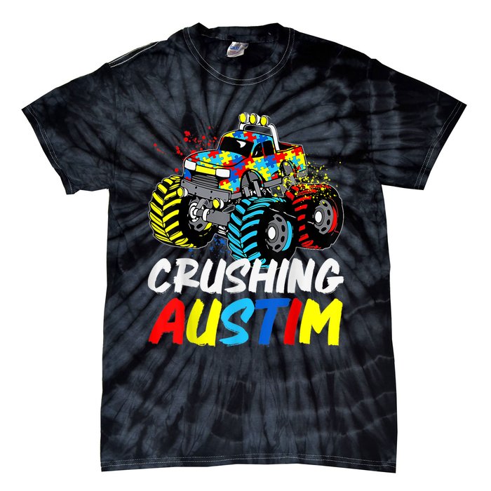 Monster Truck Crushing Austim Shirt Autism Awareness Tie-Dye T-Shirt