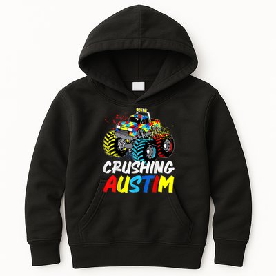Monster Truck Crushing Austim Shirt Autism Awareness Kids Hoodie