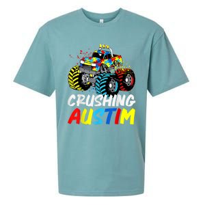 Monster Truck Crushing Austim Shirt Autism Awareness Sueded Cloud Jersey T-Shirt