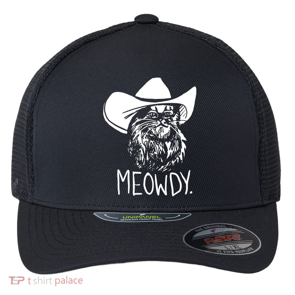 Meowdy Texas Cat Meme TShirt Flexfit Unipanel Trucker Cap