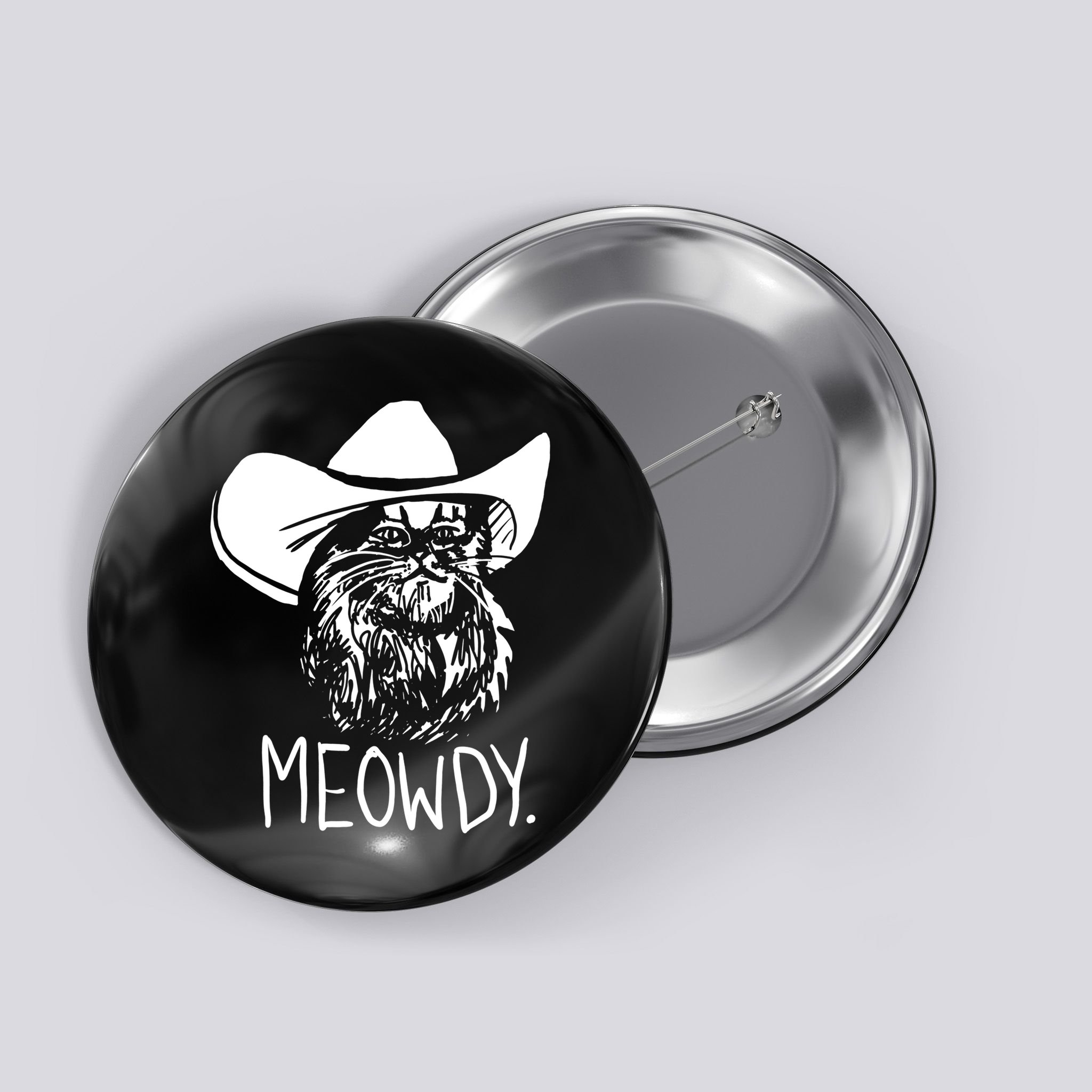 Meowdy Texas Cat Meme TShirt Button