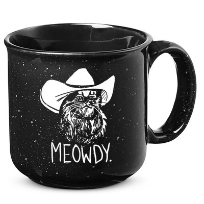 Meowdy Texas Cat Meme TShirt 15oz Campfire Ceramic Mug