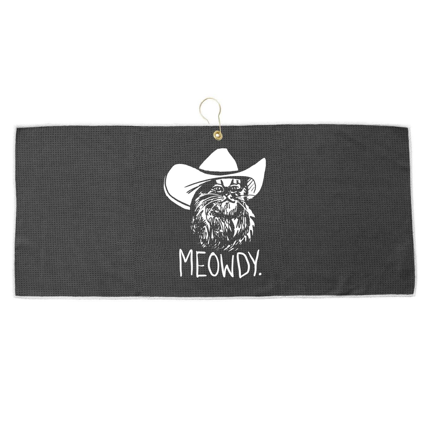 Meowdy Texas Cat Meme TShirt Large Microfiber Waffle Golf Towel