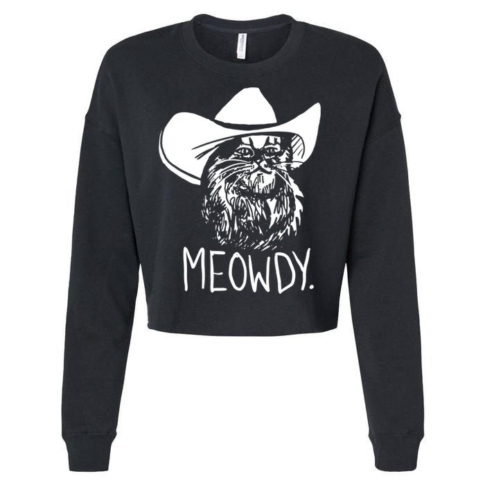 Meowdy Texas Cat Meme TShirt Cropped Pullover Crew
