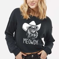Meowdy Texas Cat Meme TShirt Cropped Pullover Crew