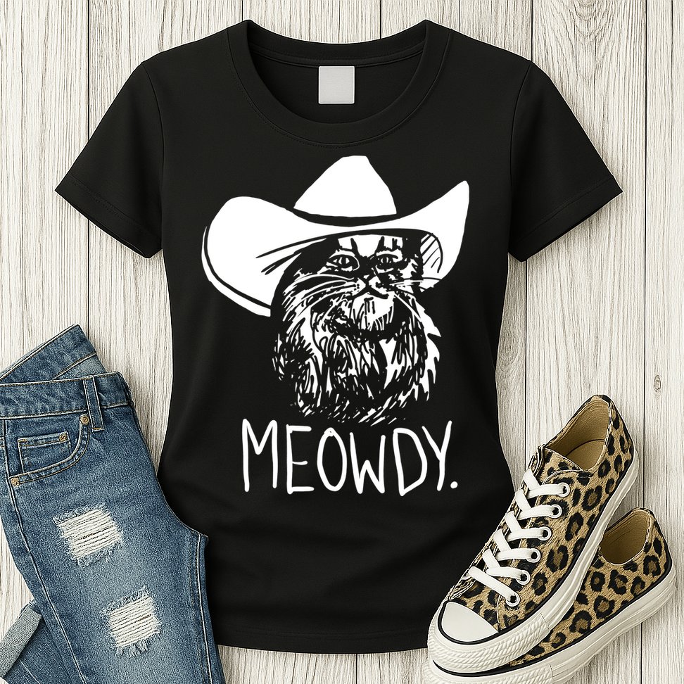 Meowdy Texas Cat Meme TShirt Womens T-Shirt