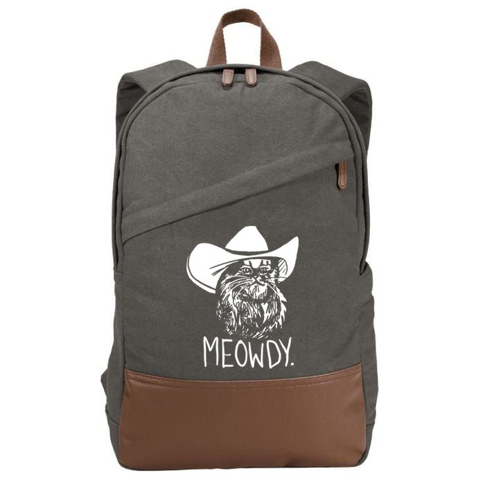 Meowdy Texas Cat Meme TShirt Cotton Canvas Backpack