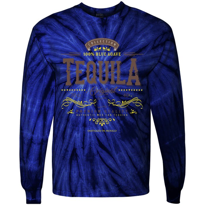 Mexican Tequila Cinco De Mayo Vintage Distressed Labell Tie-Dye Long Sleeve Shirt