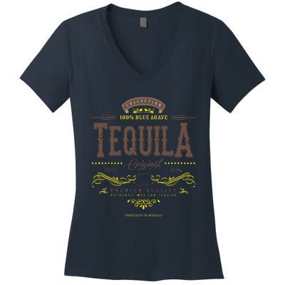 Mexican Tequila Cinco De Mayo Vintage Distressed Labell Women's V-Neck T-Shirt