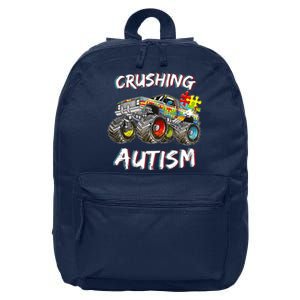 Monster Truck Crushing Austim Awareness 16 in Basic Backpack