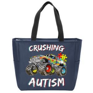 Monster Truck Crushing Austim Awareness Zip Tote Bag