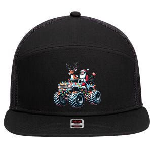 Monster Truck Christmas Christmas Santa 7 Panel Mesh Trucker Snapback Hat