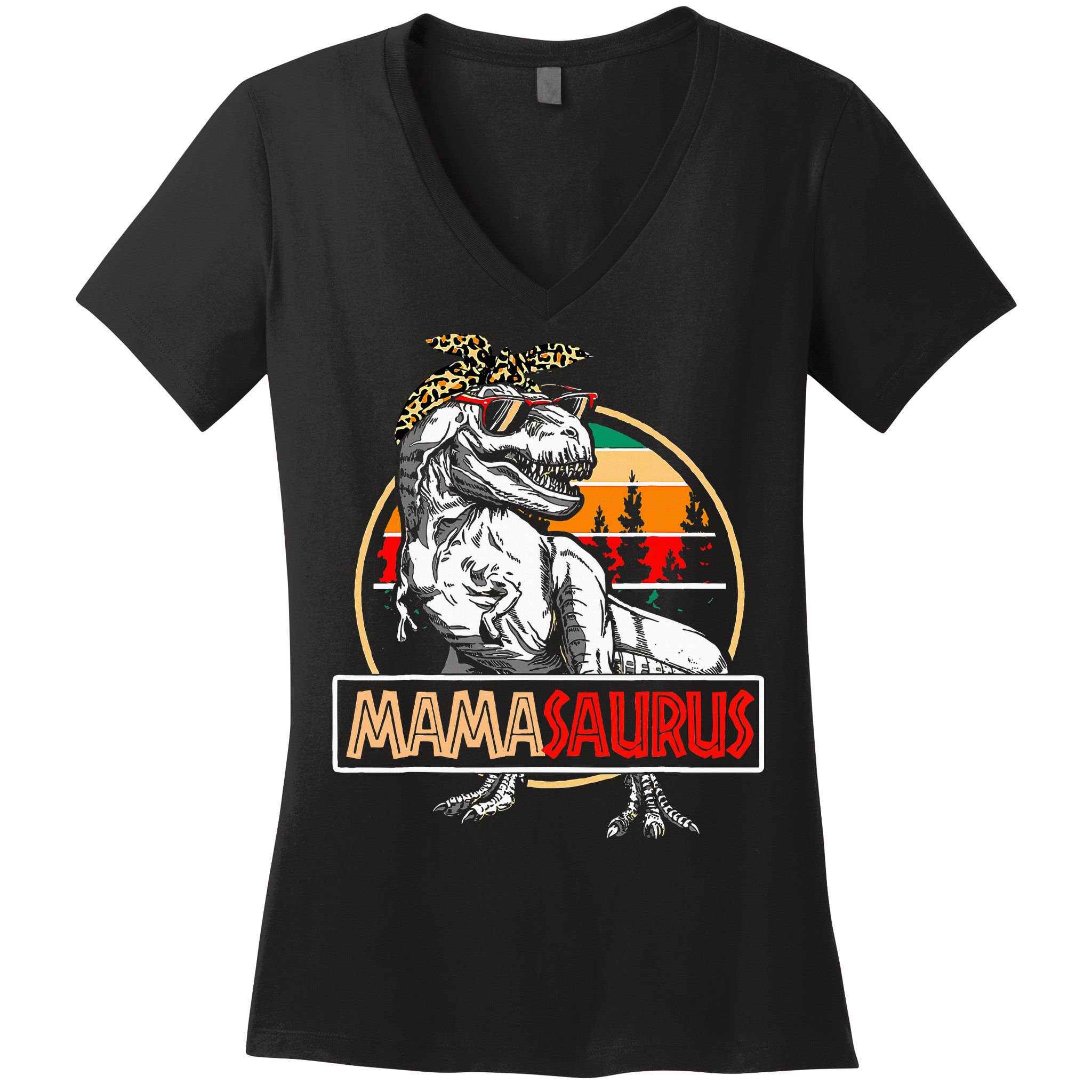 Mamasaurus Trex Dinosaur Mama Gifts For Mom Mothers Day Women's V-Neck T-Shirt