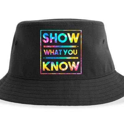 Motivational Testing Day Shirt Teacher Show What You Know Sustainable Bucket Hat