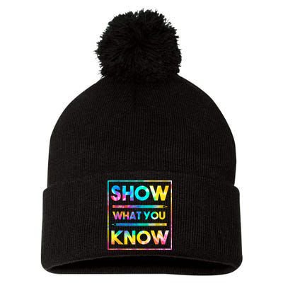Motivational Testing Day Shirt Teacher Show What You Know Pom Pom 12in Knit Beanie