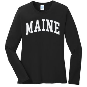 Maine Throwback Design Classic Ladies Long Sleeve Shirt