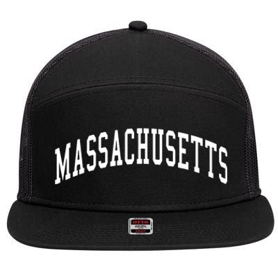 Massachusetts Throwback Design Print Classic 7 Panel Mesh Trucker Snapback Hat