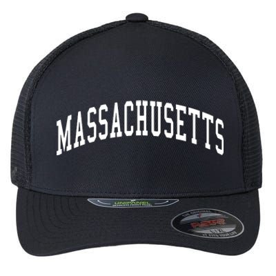 Massachusetts Throwback Design Print Classic Flexfit Unipanel Trucker Cap