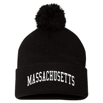 Massachusetts Throwback Design Print Classic Pom Pom 12in Knit Beanie