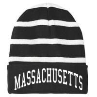 Massachusetts Throwback Design Print Classic Striped Beanie with Solid Band