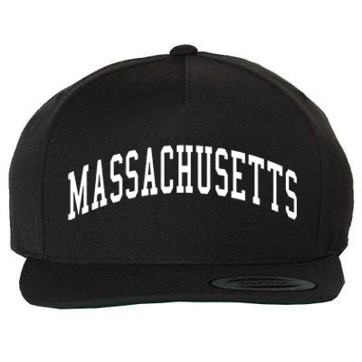 Massachusetts Throwback Design Print Classic Wool Snapback Cap