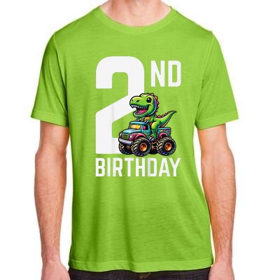 Monster Truck Dinosaur 2nd Birthday Theme Party 2 Year Old Adult ChromaSoft Performance T-Shirt