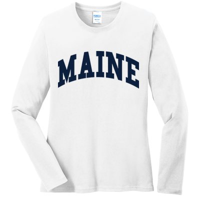 Maine Throwback Design Classic Ladies Long Sleeve Shirt