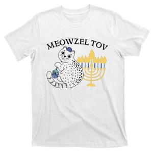 Meowzel Tov Dreidel Menorah Cat Hanukkah Jewish Family Holiday T-Shirt