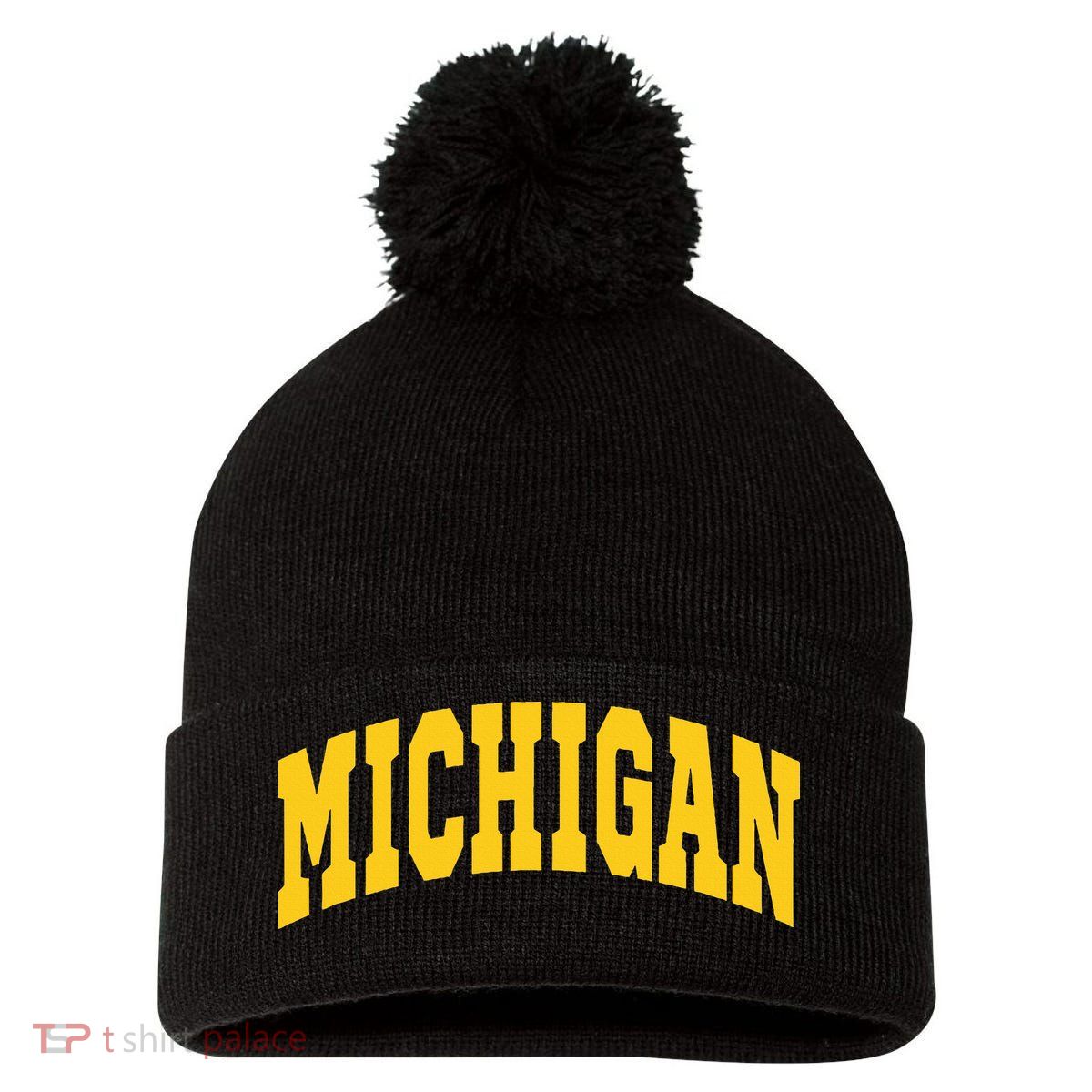 Michigan Throwback Design Classic Pom Pom 12in Knit Beanie