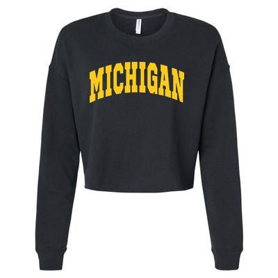 Michigan Throwback Design Classic Cropped Pullover Crew