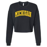 Michigan Throwback Design Classic Cropped Pullover Crew