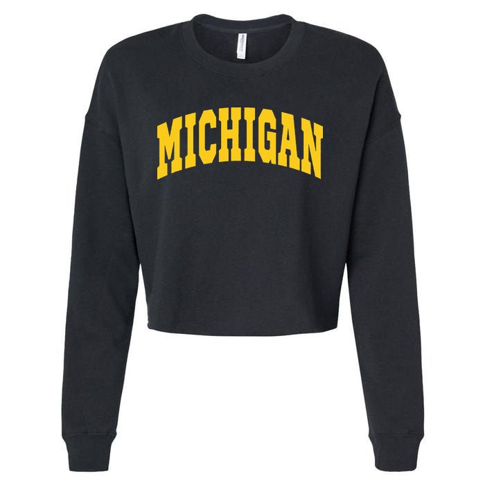 Michigan Throwback Design Classic Cropped Pullover Crew
