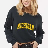 Michigan Throwback Design Classic Cropped Pullover Crew