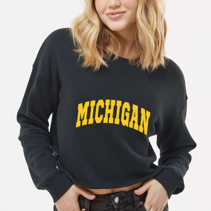Michigan Throwback Design Classic Cropped Pullover Crew
