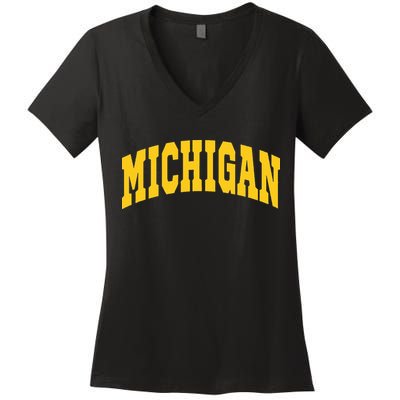 Michigan Throwback Design Classic Women's V-Neck T-Shirt
