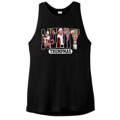 Merry Trumpmas Donald Trump Christmas Ladies PosiCharge Tri-Blend Wicking Tank