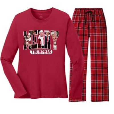 Merry Trumpmas Donald Trump Christmas Women's Long Sleeve Flannel Pajama Set 