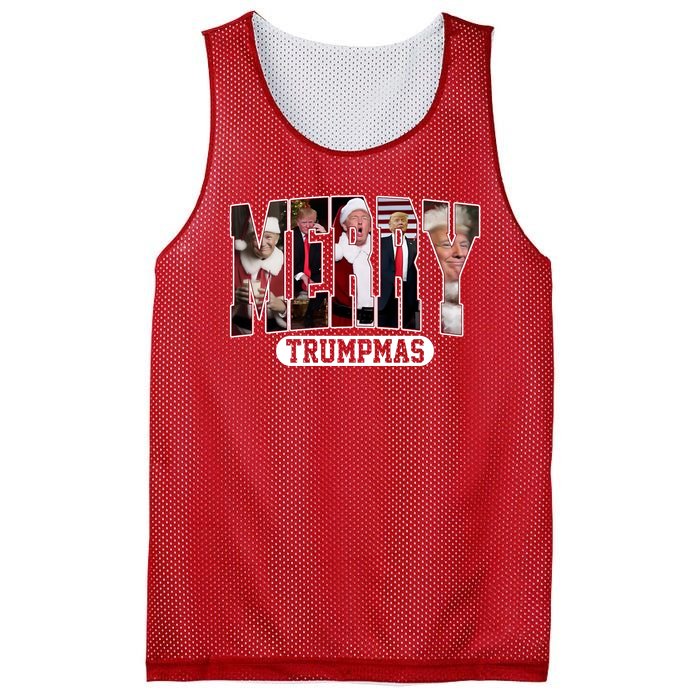 Merry Trumpmas Donald Trump Christmas Mesh Reversible Basketball Jersey Tank