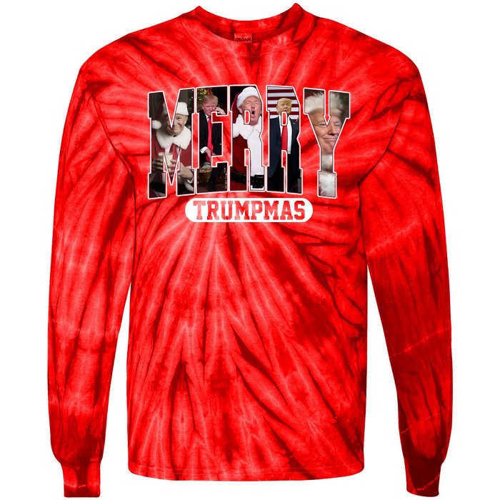 Merry Trumpmas Donald Trump Christmas Tie-Dye Long Sleeve Shirt