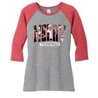 Merry Trumpmas Donald Trump Christmas Women's Tri-Blend 3/4-Sleeve Raglan Shirt