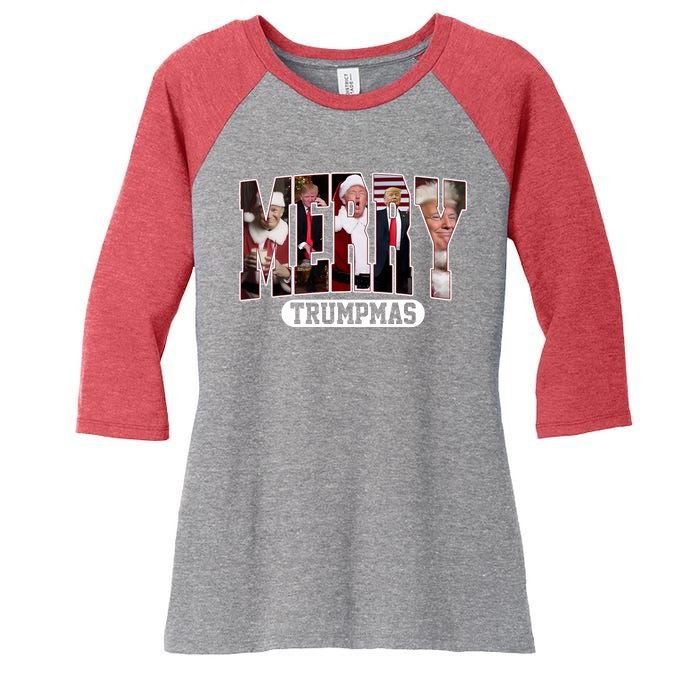 Merry Trumpmas Donald Trump Christmas Women's Tri-Blend 3/4-Sleeve Raglan Shirt