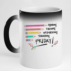 Monday Tuesday Days Of The Week Teacher 11oz Black Color Changing Mug