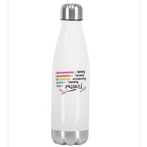 Monday Tuesday Days Of The Week Teacher Stainless Steel Insulated Water Bottle