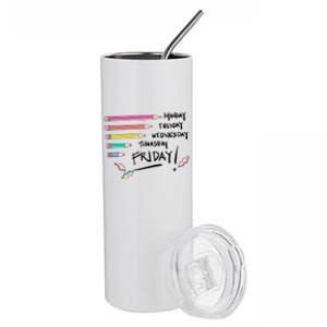 Monday Tuesday Days Of The Week Teacher Stainless Steel Tumbler