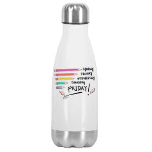 Monday Tuesday Days Of The Week Teacher Stainless Steel Insulated Water Bottle