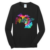 Michigan Tie Dye State Map Pride Hippie Vintage Retro Tall Long Sleeve T-Shirt