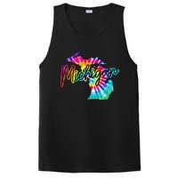 Michigan Tie Dye State Map Pride Hippie Vintage Retro PosiCharge Competitor Tank